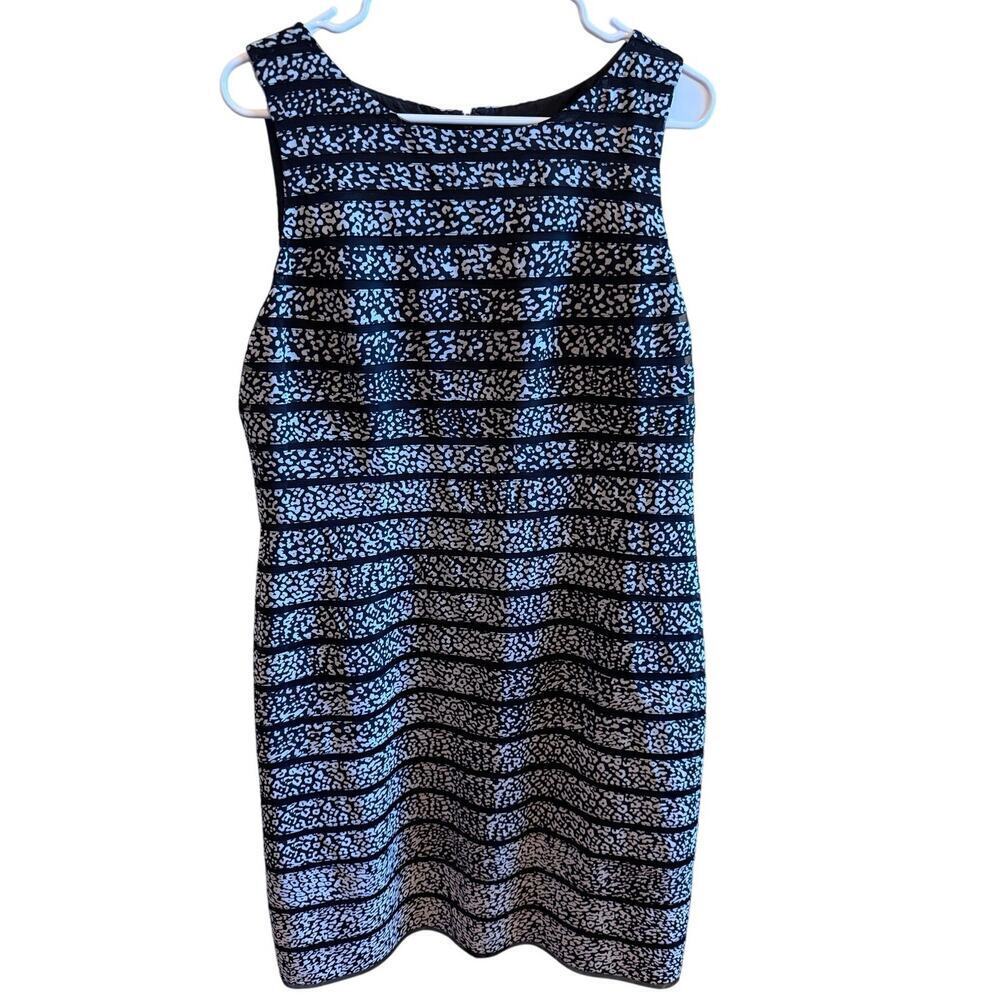 Ann Taylor Sleeveless Midi Dress Animal Print Black White Sheath NWT Sz 12